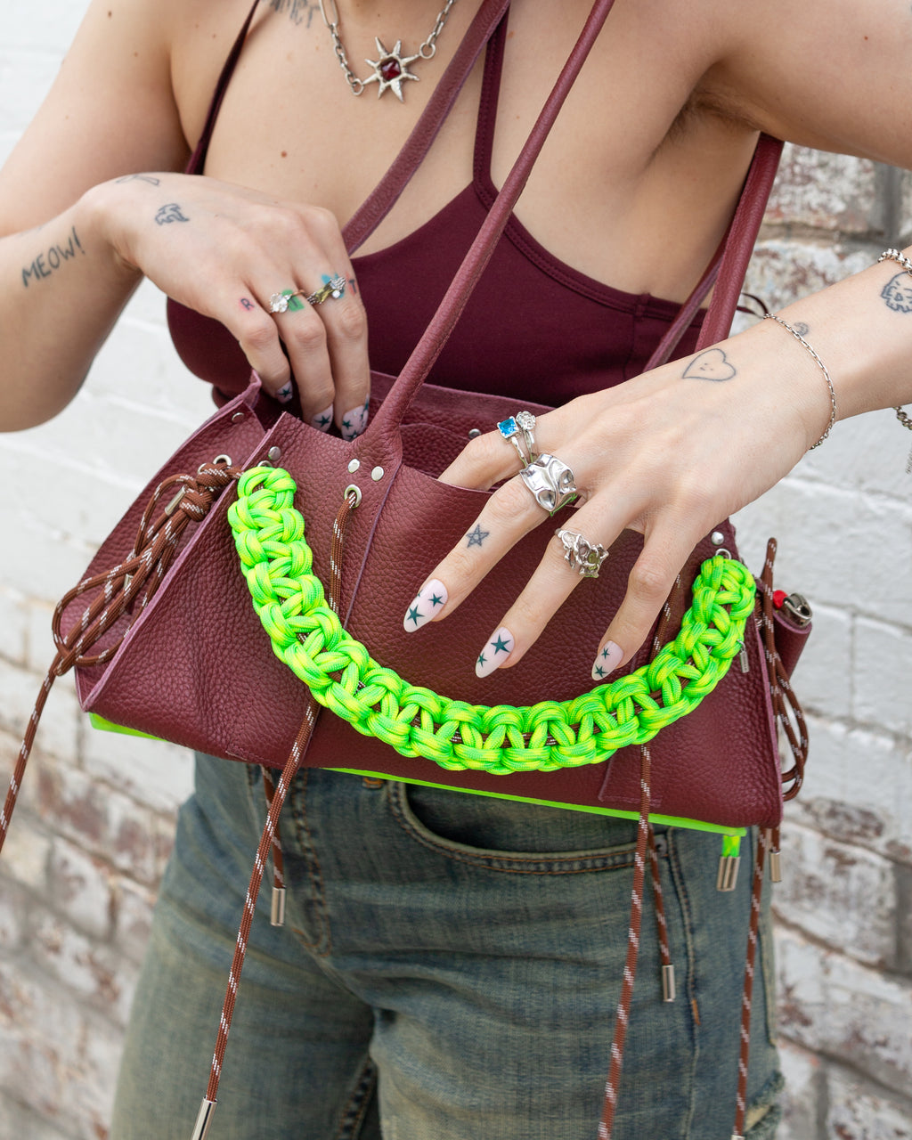 Rose bag in Burgundy + Acid Lime