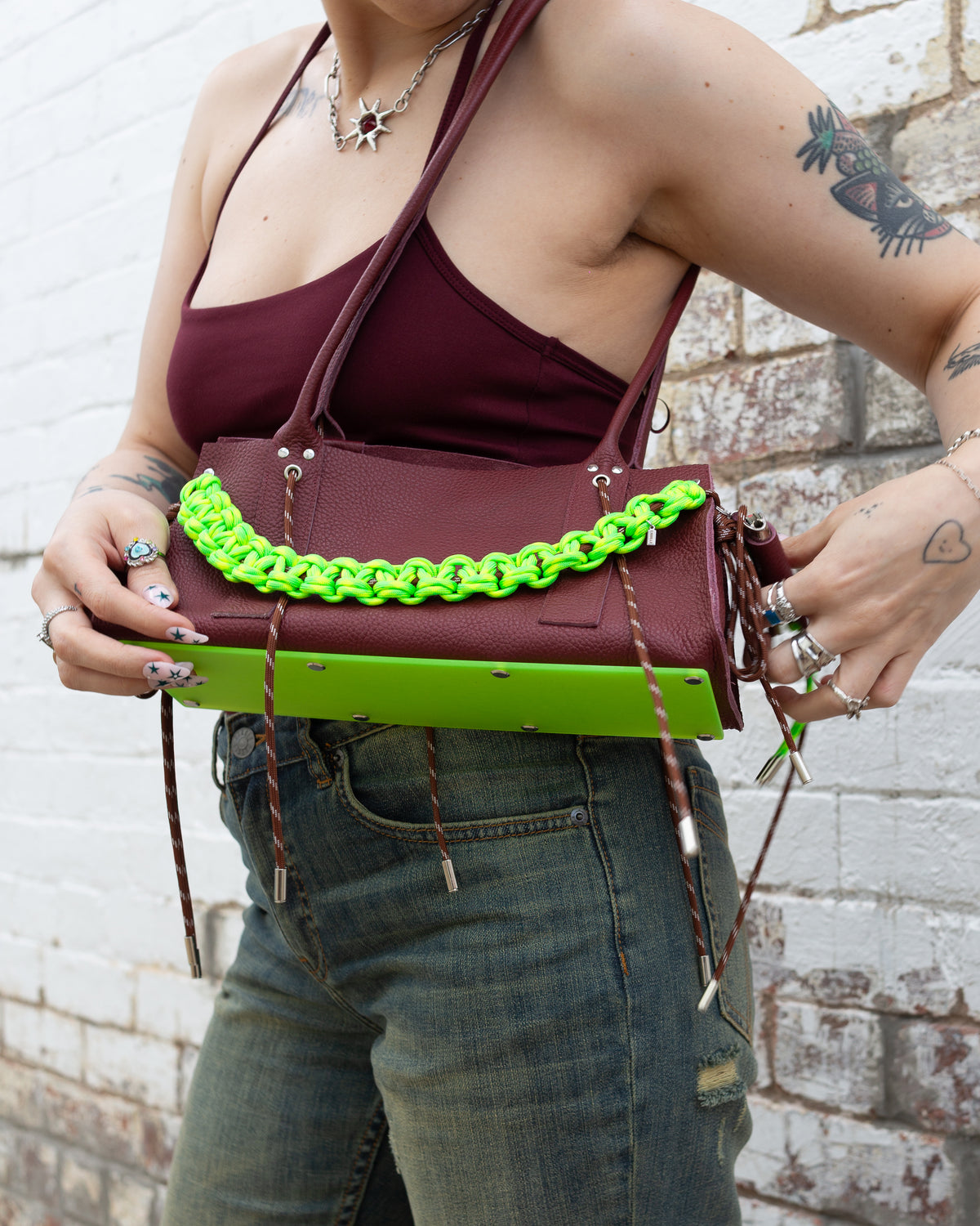 Rose bag in Burgundy + Acid Lime