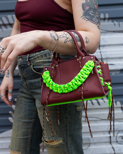 Petite Rose Bag in Burgundy+Acid Lime