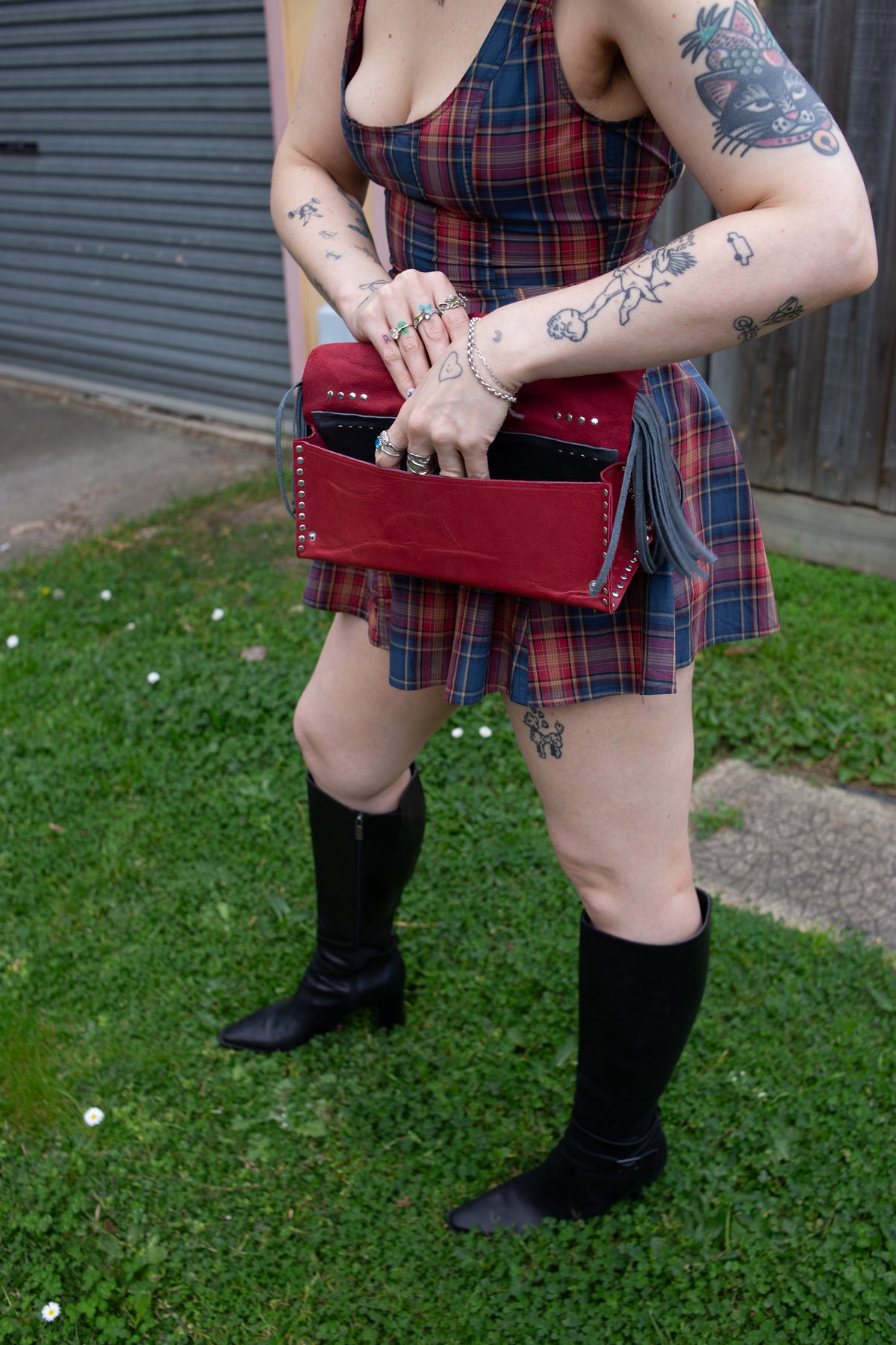 1 of 1 Pony Fringe bag in Red Ripple+Steel Blue