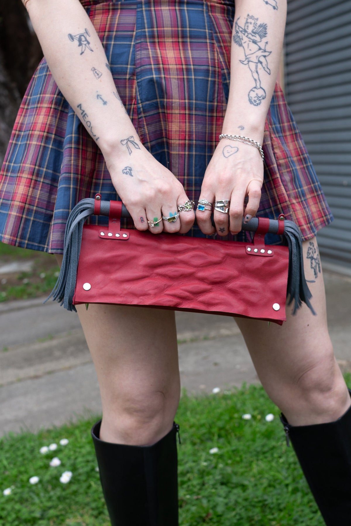 1 of 1 Pony Fringe bag in Red Ripple+Steel Blue