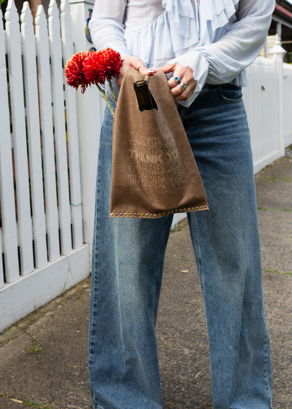 TYSM mini Le Sac in Muted Khaki+mixed metal