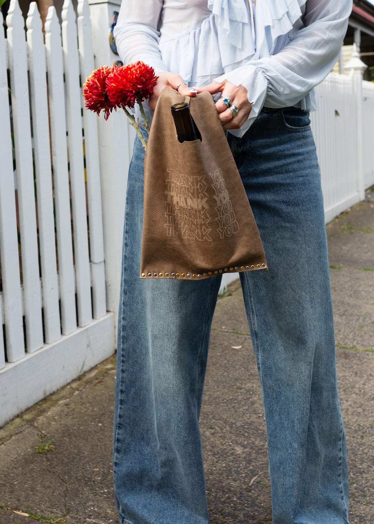 TYSM mini Le Sac in Muted Khaki+mixed metal