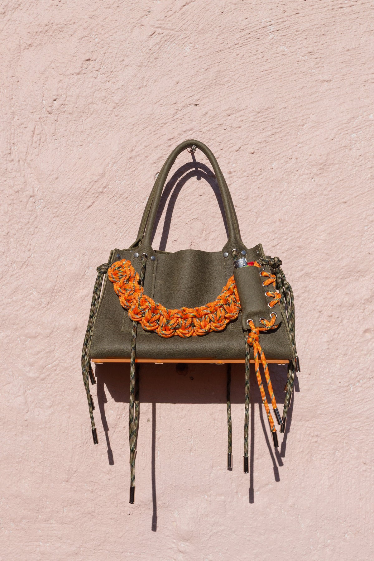 Petite Rose bag in Moss/Tangerine