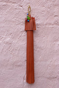 Jumbo Leather Tassel Key Chain in Pumpkin